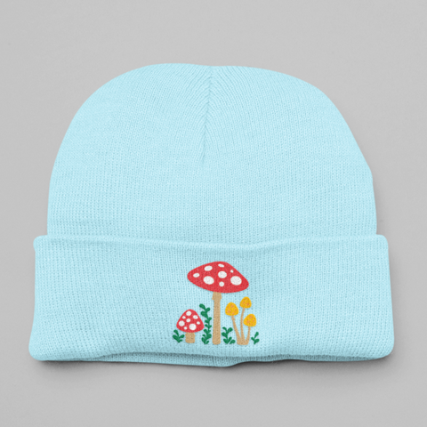 Toadstool Mushroom Embroidered Beanie Hat