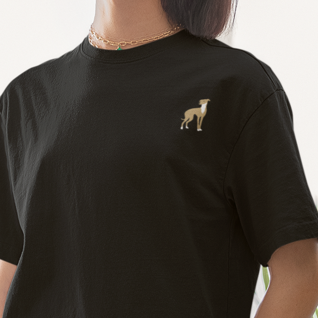 Whippet Embroidered Tshirt embroidered by Wonderful World