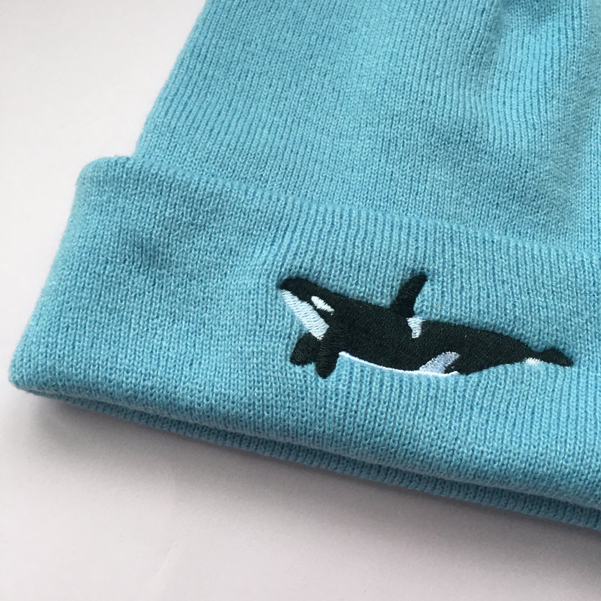 Orca Whale Embroidered Beanie hat