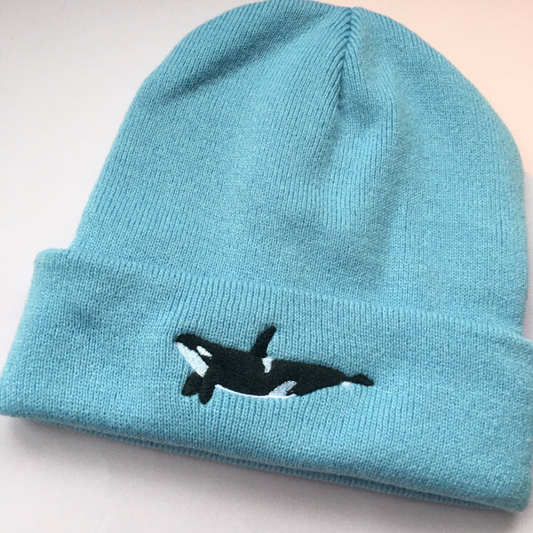 Orca Whale Embroidered Beanie hat