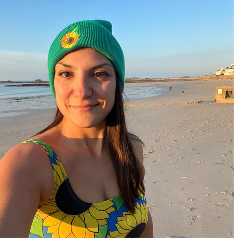 Sunflower Embroidered Beanie Hat