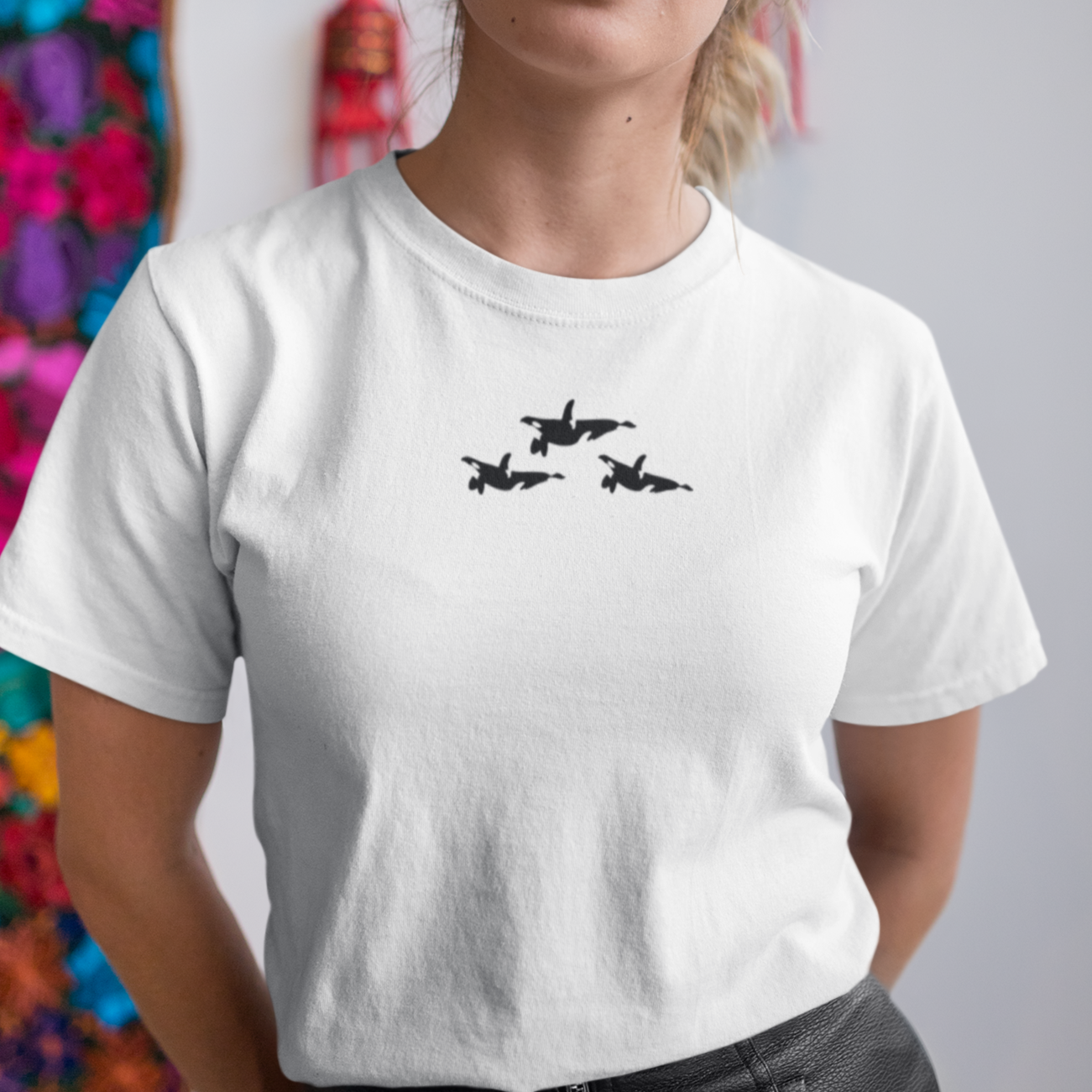 Orca Embroidered Tshirt Wonderful World UK